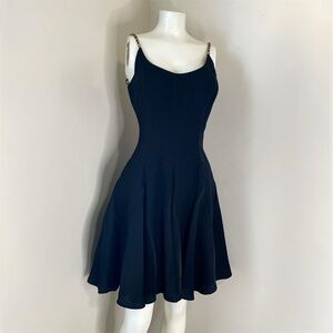 A.J. Bari Womens Vintage Black Mini Dress with Chain Straps size 4 pristine